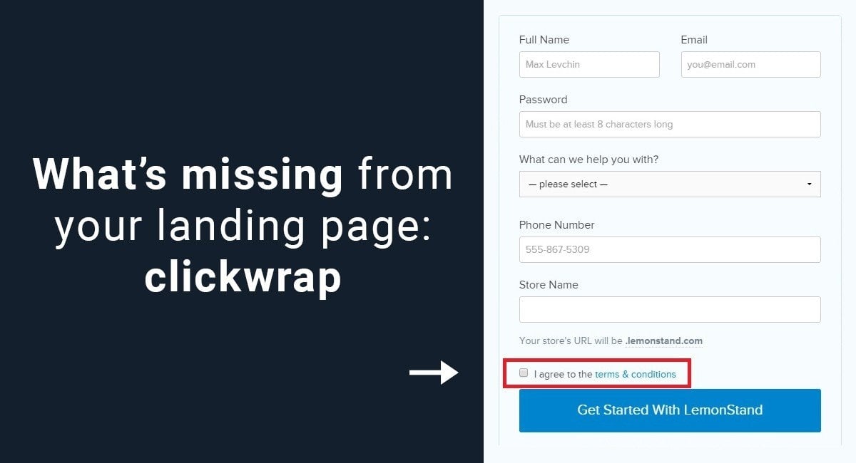 What’s missing from your landing page: clickwrap - TermsFeed