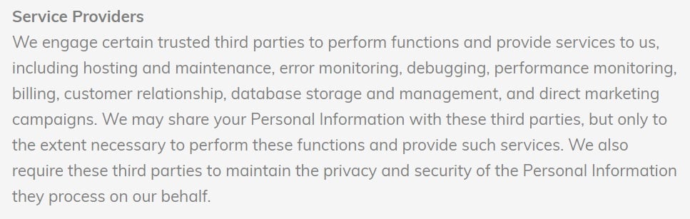 Lumen5 Privacy Policy: Service Providers clause
