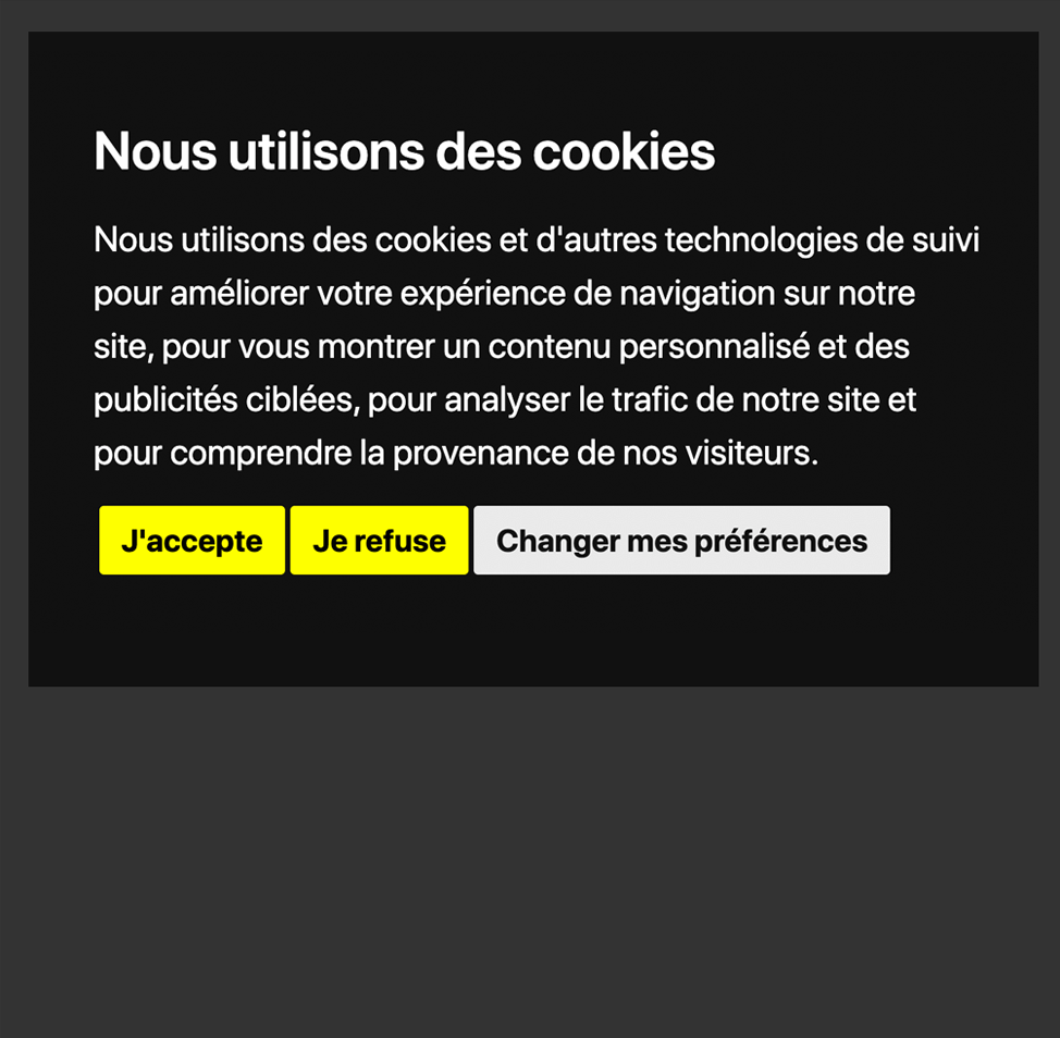 Example of Cookie Consent notice banner in a different language.