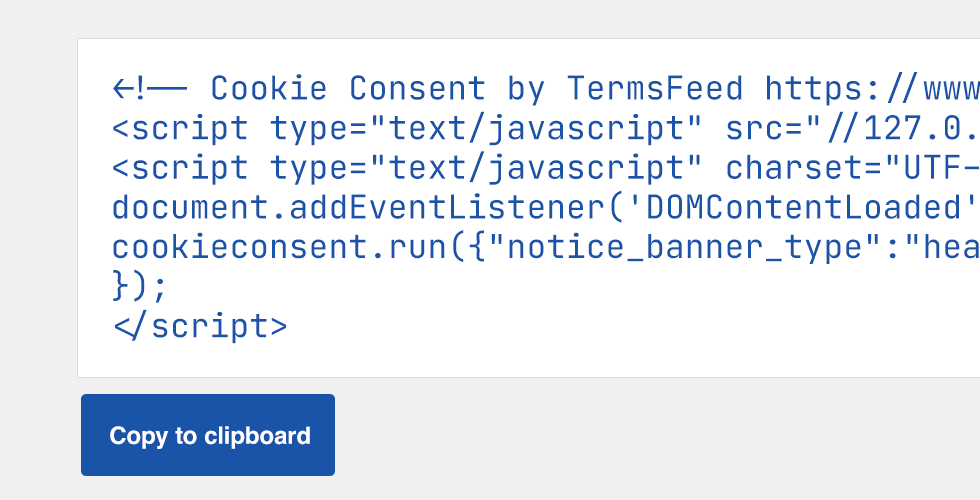 Copy your Cookie Consent code