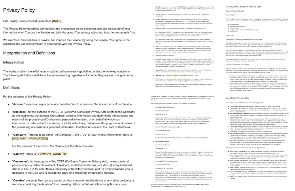 Privacy Policy Sample Large