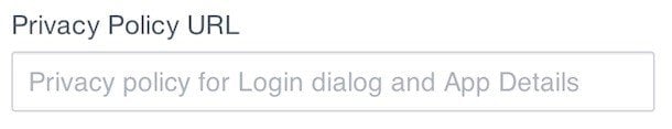 Privacy Policy URL field when creating Facebook app