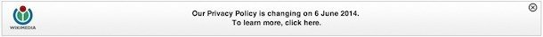 Wikipedia notice: Privacy Policy is changing