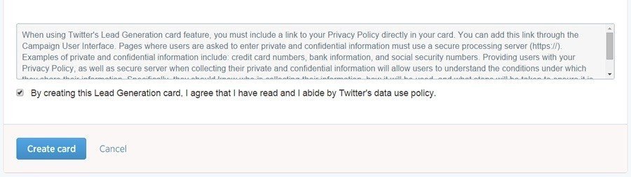 Step 4 to create Twitter Generation Card