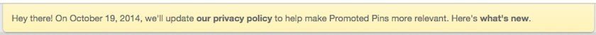 Pinterest Notification Of New Privacy Policy