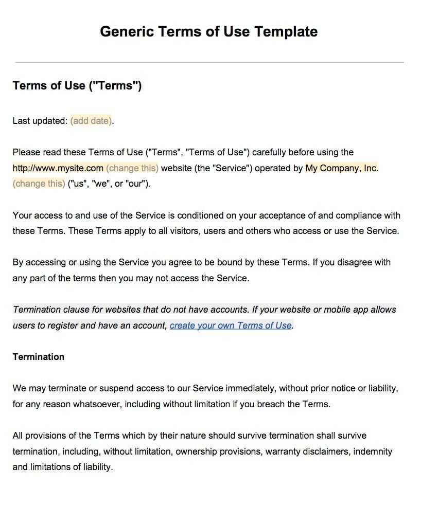 Sample Terms of Use Template - TermsFeed