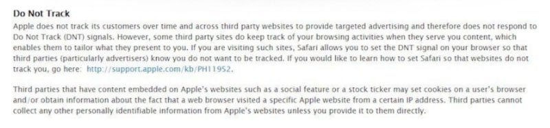 Apple&#039;s Privacy Policy: Do Not Track clause