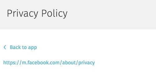 Privacy Policy Field for Facebook App on Firefox Marketplace