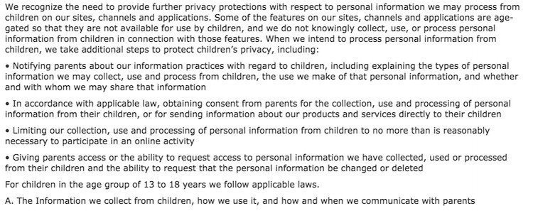 LEGO Full Privacy Policy: Children Privacy