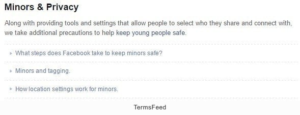 Facebook Minors Privacy Policy
