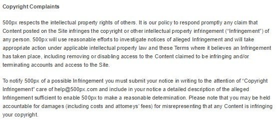 500px Copyright Complaints