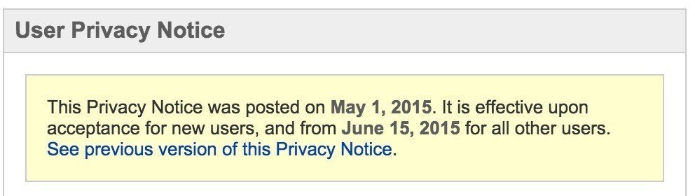 eBay Privacy Notice Update
