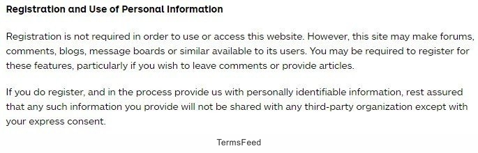 Registration Clause in TNW Privacy Policy