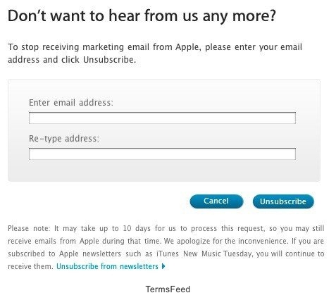 Apple: Confirm email to opt-out from emails