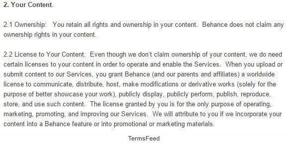 Behance Terms of Service: Your Content Clause