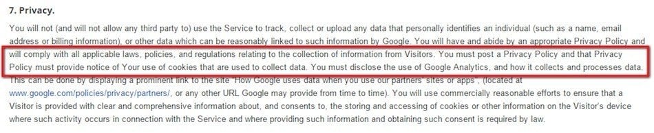 Google Analytics Terms of Service: Privacy Clause