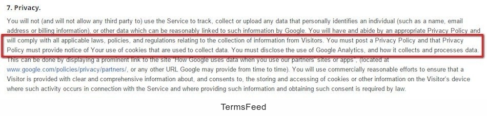 Google Analytics Terms of Service: Privacy Clause