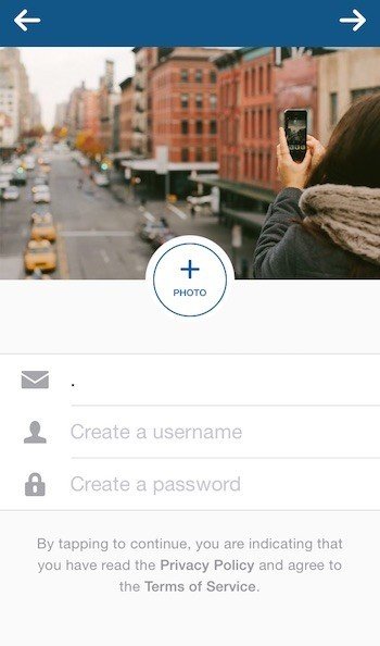 Instagram on iOS: By tapping, you agree to Privacy Policy, Terms of Service