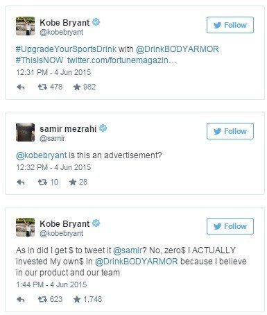 Tweet Marked as Ad by Kobe