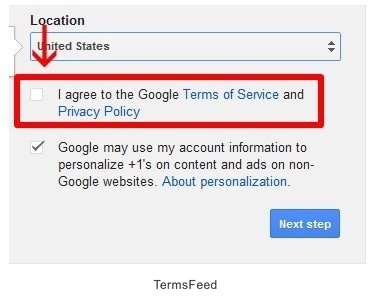 YouTube Check-box: I Agree To Terms Of Service and Privacy Policy