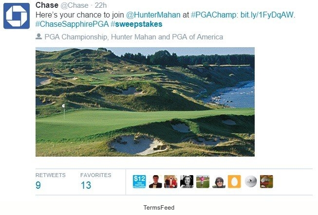 Chase Hashtag Sweepstakes on Twitter
