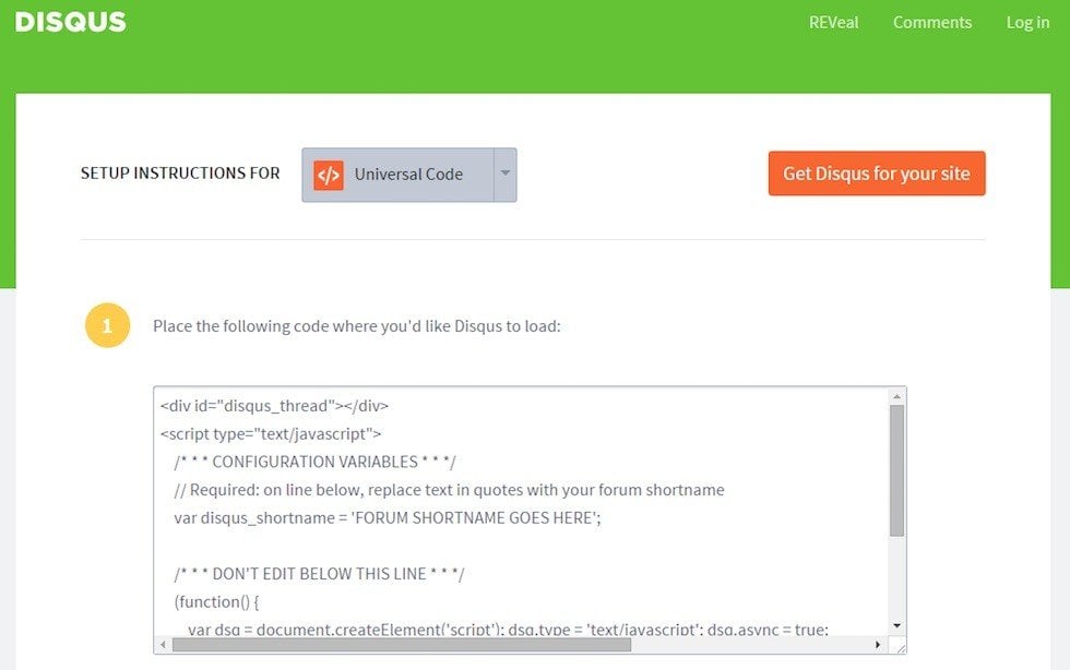 Disqus: Code to Embed Plugin