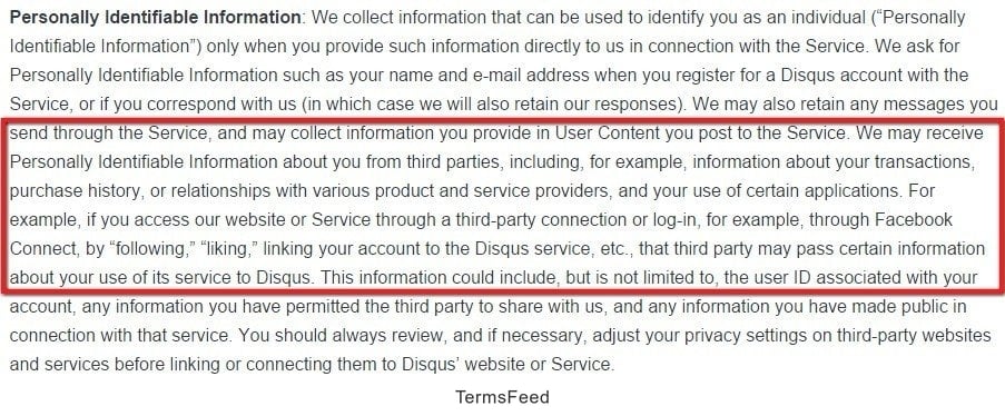 Disqus: Personally Identifiable Informatiom