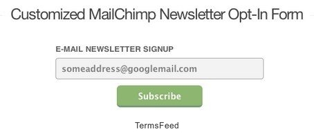 Example of MailChimp Subscribe Email Form