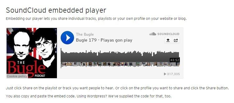 Example of SoundCloud Embeddable Plugin