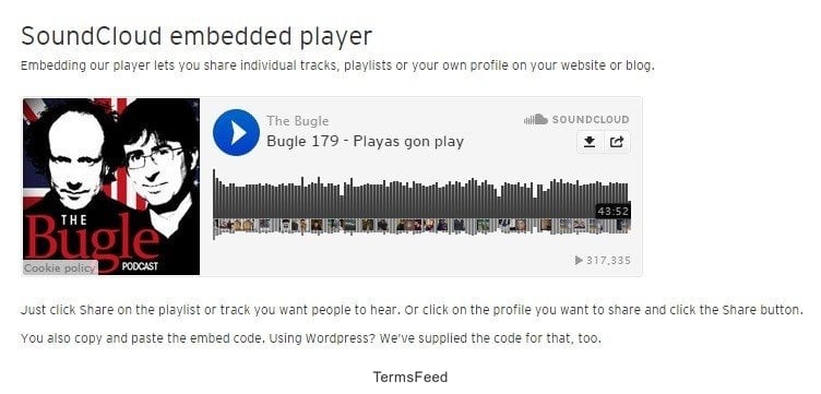 Example of SoundCloud Embeddable Plugin