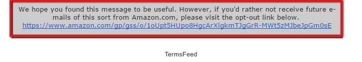 Opt-out Link in Amazon Email Campaign