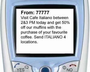 Example of CASL CEM as SMS Text Message - Cafe Italiano