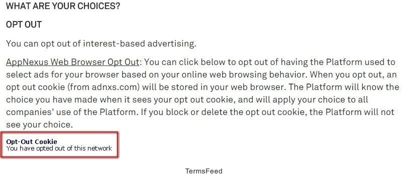 AppNexus Active Cookie Status: Opted-Out
