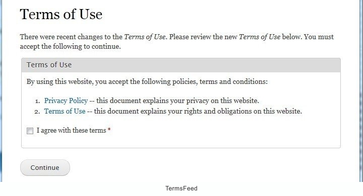 Example of clickwrap from Drupal plugin