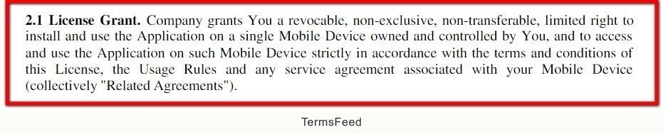Example of License Grant Clause