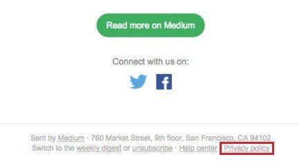 Email newsletter from Medium: Highlight link