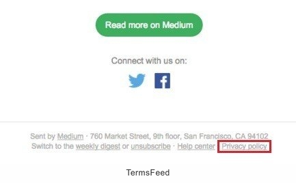 Email newsletter from Medium: Highlight link
