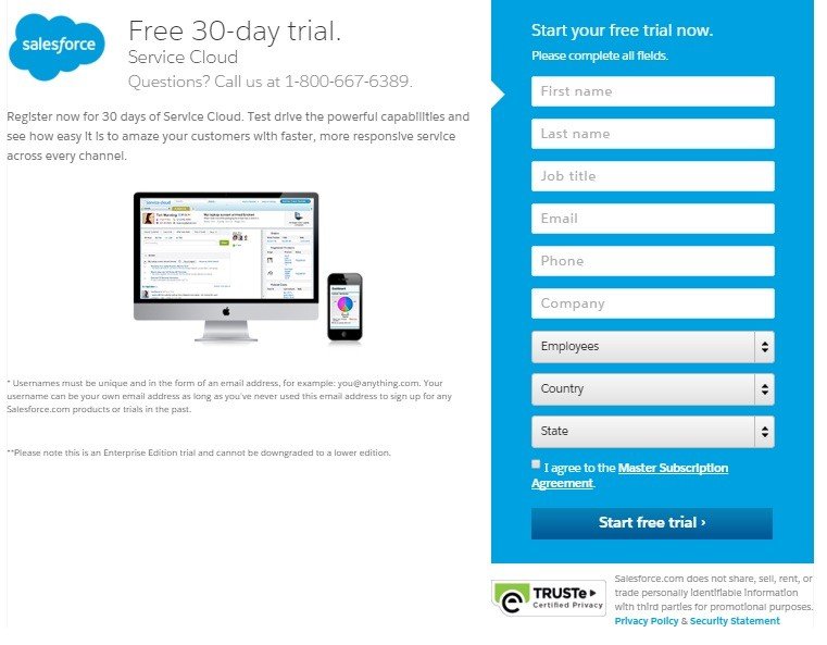 Registration form from SalesForce