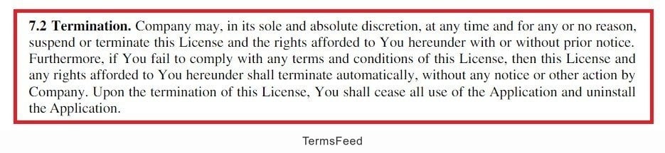 Example of Termination Clause