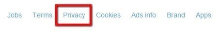Twitter Footer - Privacy Item Highlighted