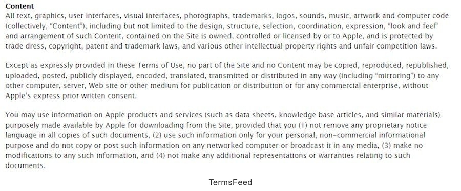 Terms of Apple Store: Intellectual Property Clause