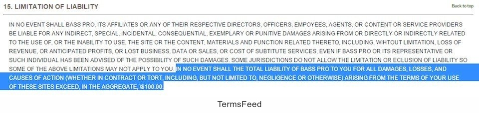 Limitation of Liability clause from Boss Pro