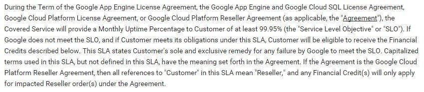 Google Cloud SLA: Performance Expectations