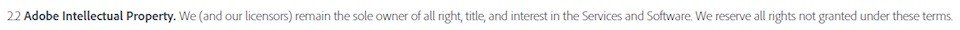 IP clause in Adobe Creative Cloud agreement