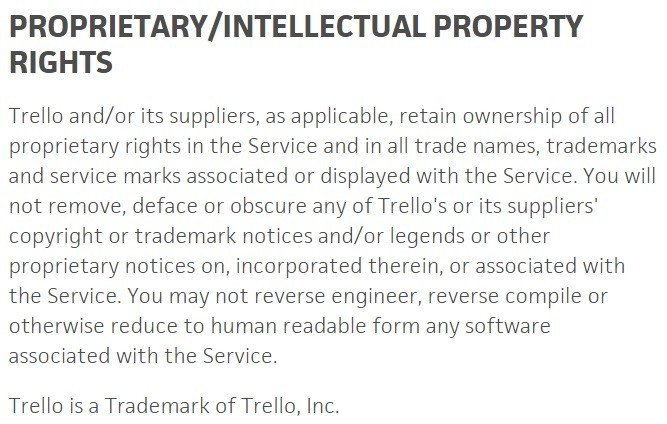 IP clause in Trello legal agreement