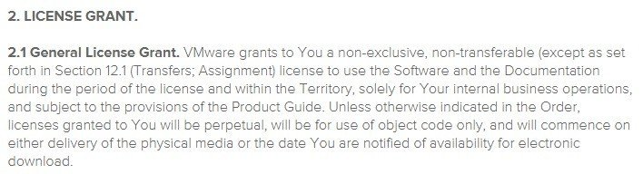 License Grant clause in VMWare EULA