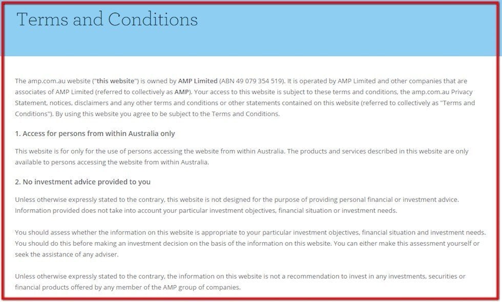 Terms and Conditions of AMP