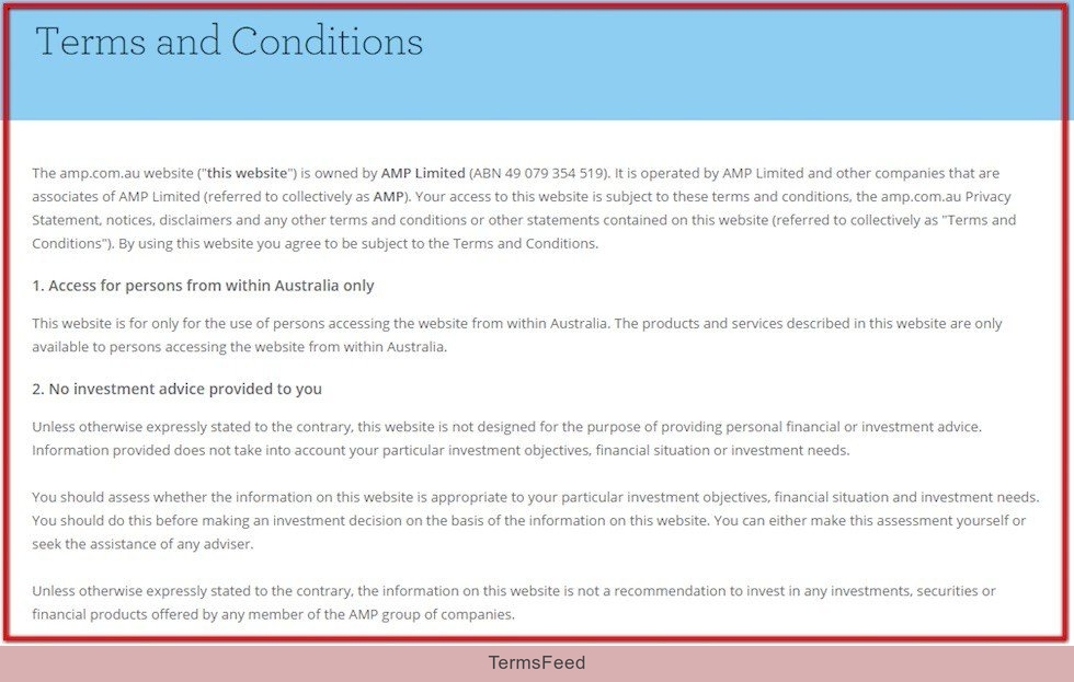 Terms and Conditions of AMP
