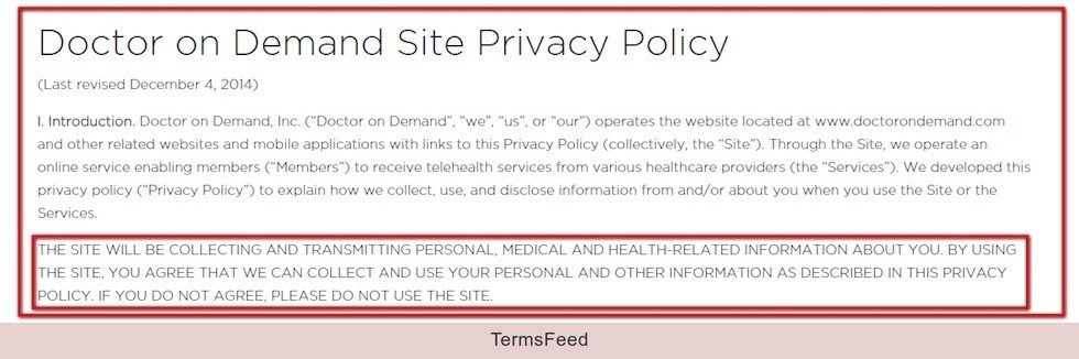 Privacy Policy of Doctor On Demand: Collecting health information