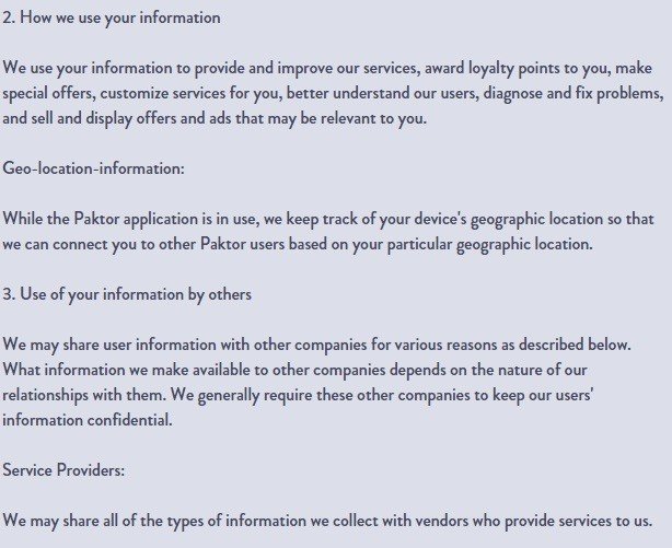 How we use your information in Praktor Privacy Policy